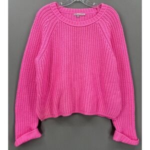 Calypso St. Barth Sweater Large Pink Wool Chunky Knit Crewneck Oversized Boho